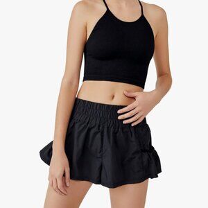 Free People “Get Your Flirt On” Shorts Black Flirty Flared Workout Shorts Small